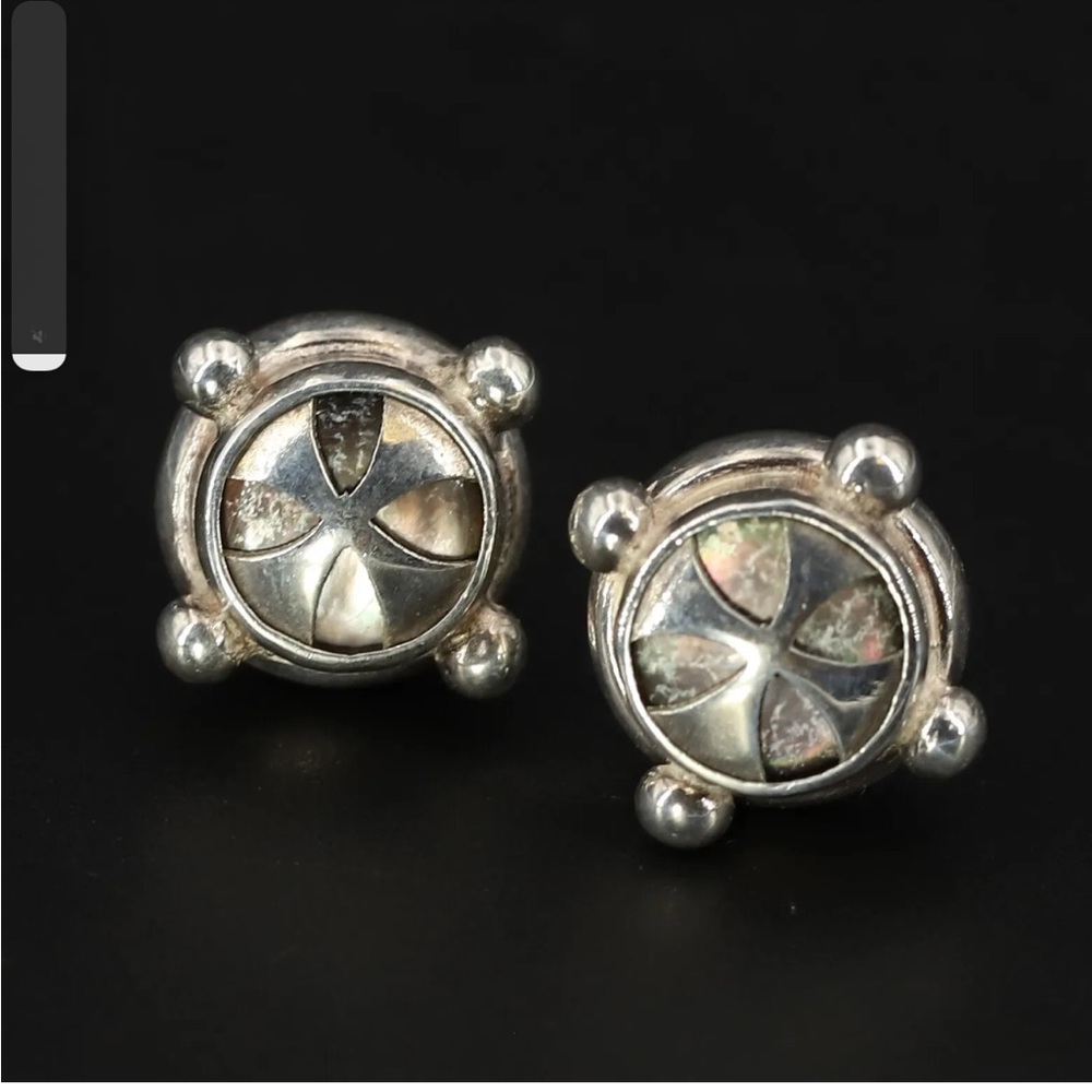 Vintage Sterling Silver and Abalone Shell Earrings